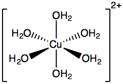Hexaaquacopper (II) ion diagram.