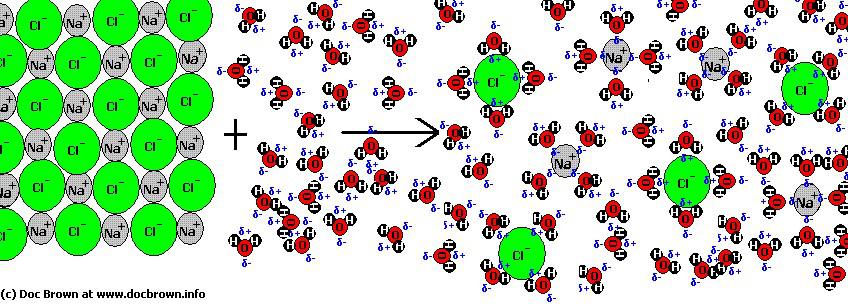 Image result for ionic compound becomingsolvated